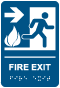 Fire Exit to the Right Sign with Braille