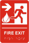 Fire Exit to the Right Sign with Braille