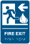 Fire Exit Sign to the Left with Braille