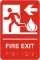 Fire Exit Sign to the Left with Braille