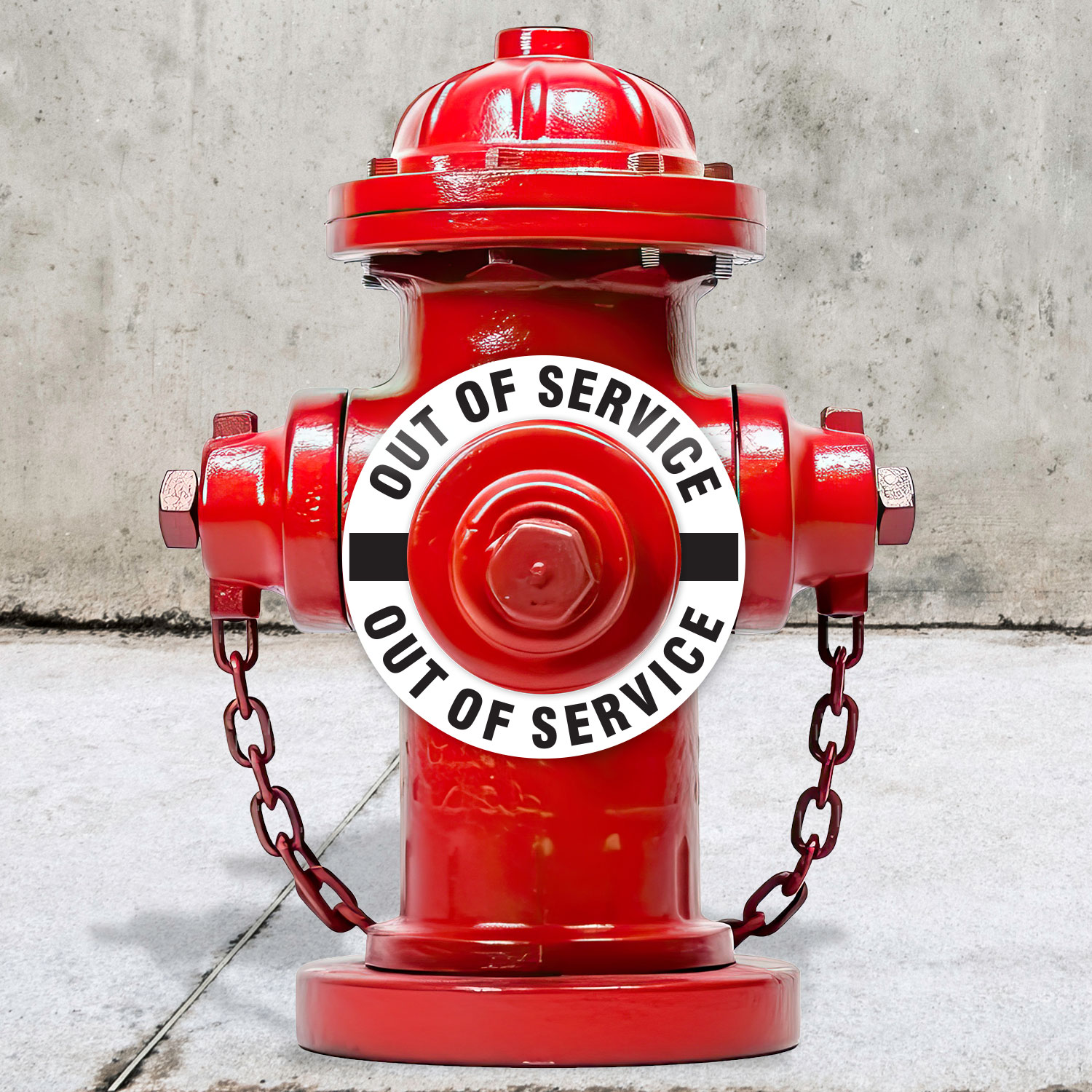 Out of Service Fire Hydrant Ring White Sign