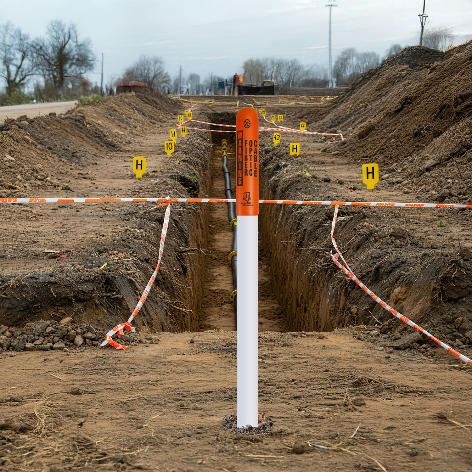 Warning Buried Fiber Optic Cable Bullet Marker