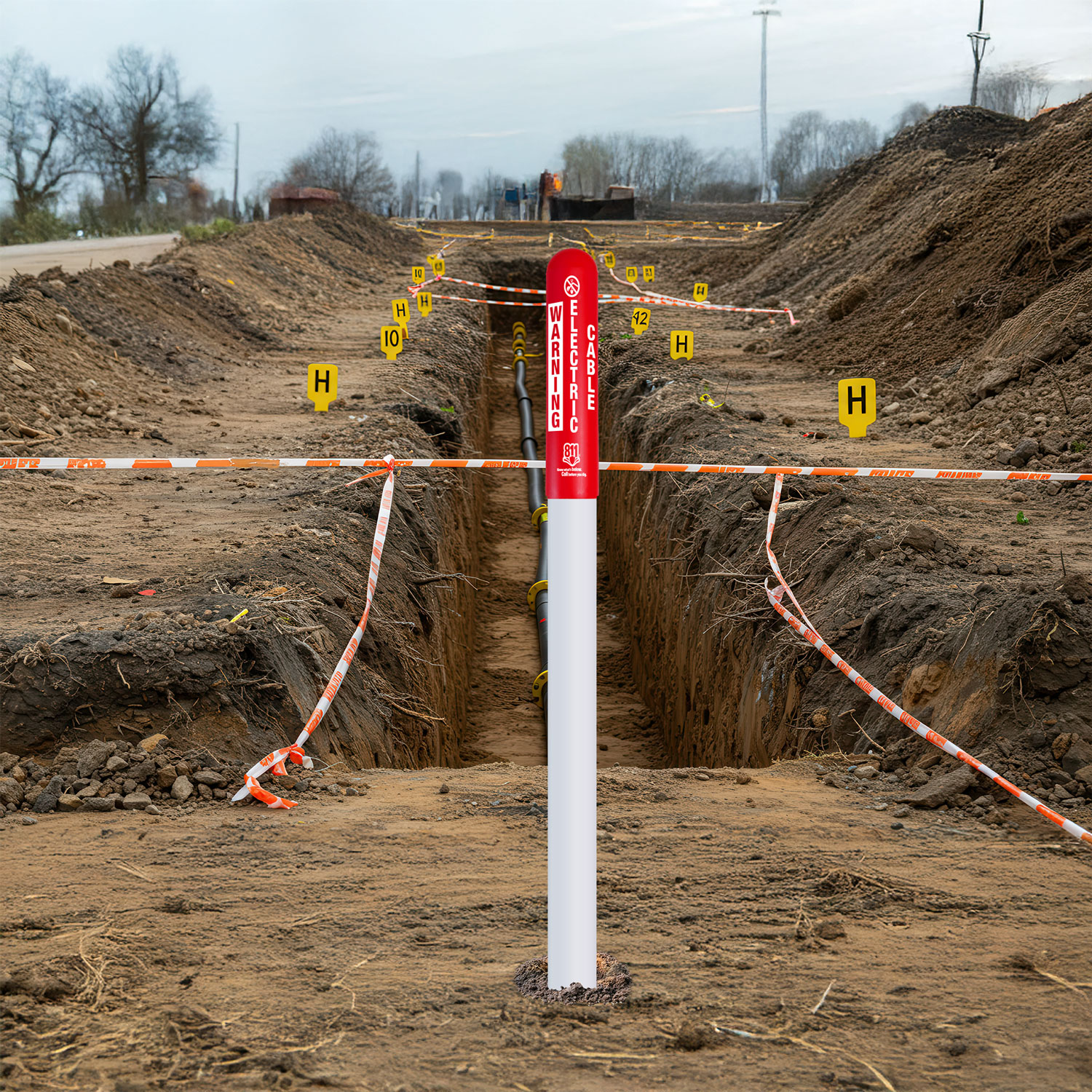 Caution Buried Electric Cable Bullet Marker