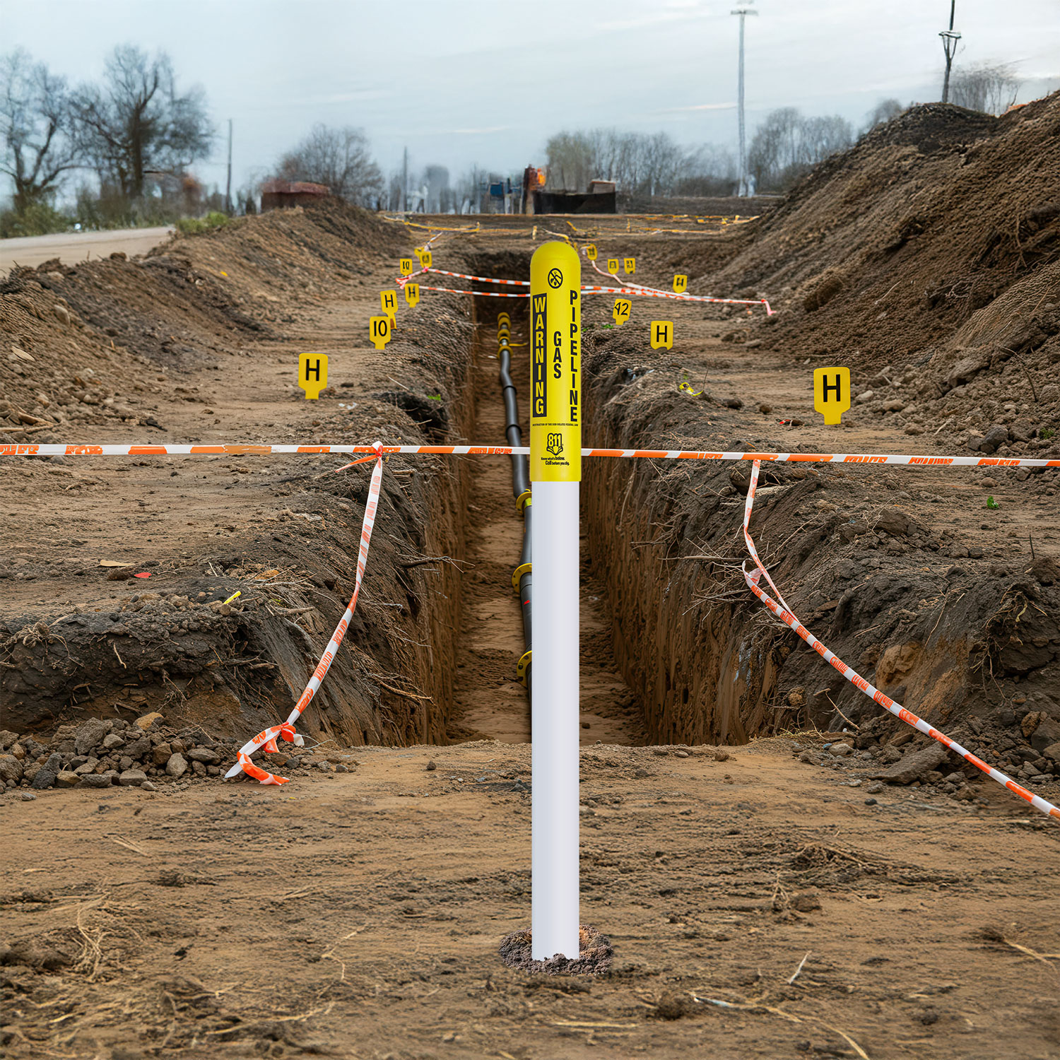 Warning Gas Pipeline Bullet Marker