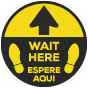 Bilingual Wait Here Floor Sign