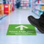 Bilingual Shop This Way Floor Sign