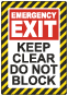 Emergency Exit Keep Clear Floor Sign