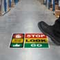 Stop Look Go Floor Sign