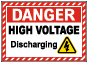 Danger High Voltage Discharge Electric / Hybrid Vehicle Maintenance Sign