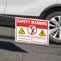 Warning Electric Hybrid Vehicle Maintenance Sign