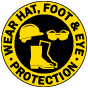 Wear Hard Hat, Foot & Eye Protection Floor Sign