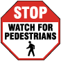 Stop Watch for Pedestrians Floor Sign