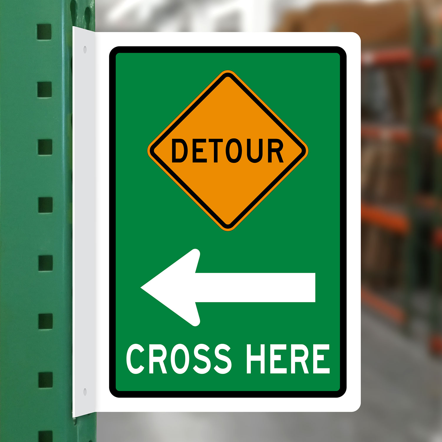 Detour Cross Here Sign