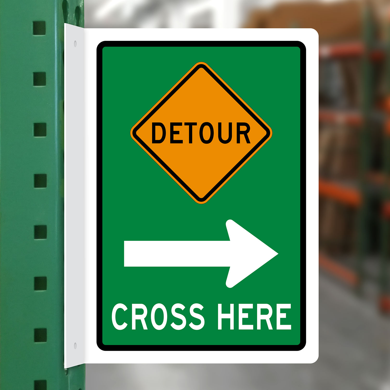 Detour Cross Here Sign