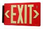 Red Photoluminescent Exit Sign - Rated for Indoor/Outdoor - Double Sided - 100FT Viewing Distance 