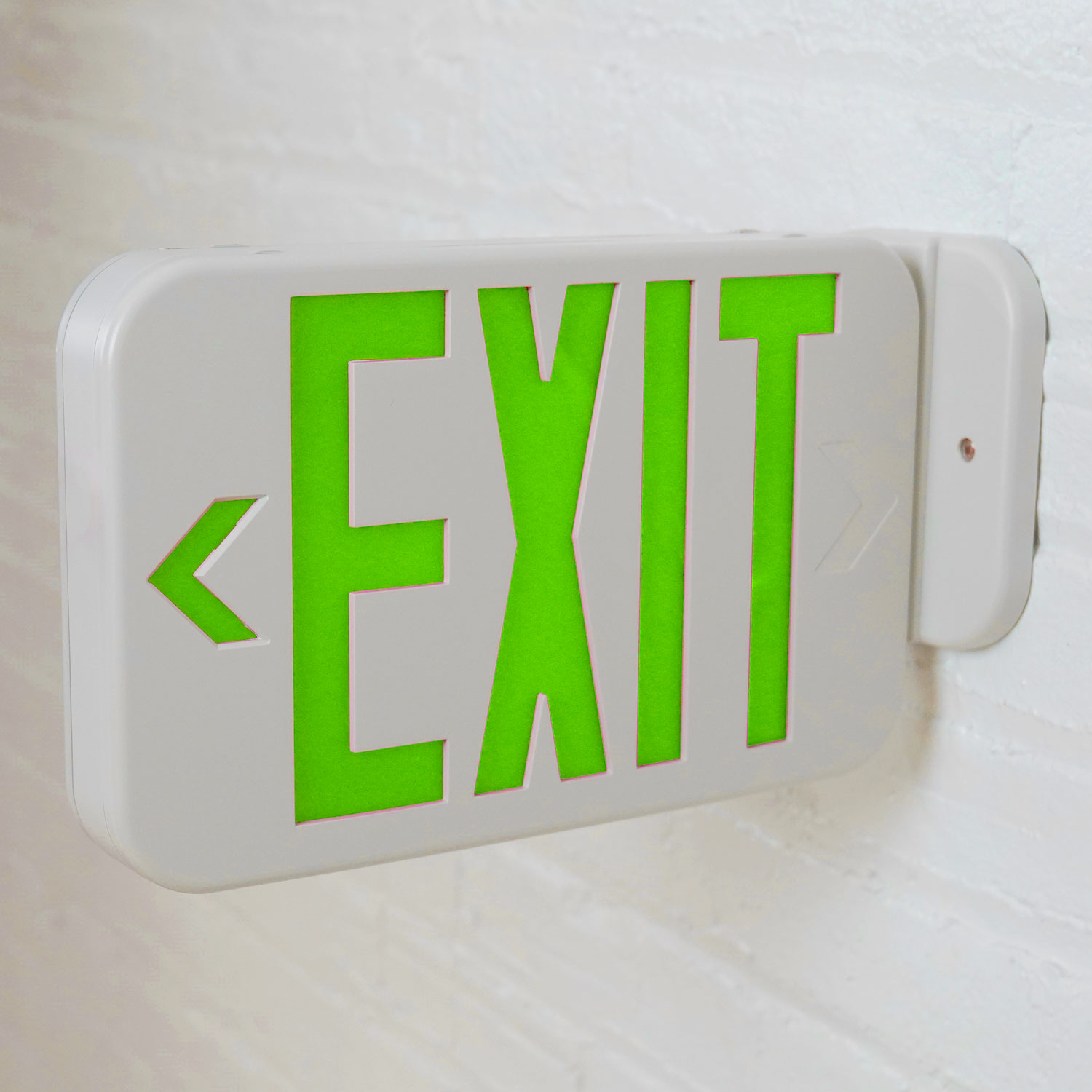 White NiCad Battery Thermoplastic Field-Switchable Red/Green LED Exit Sign
