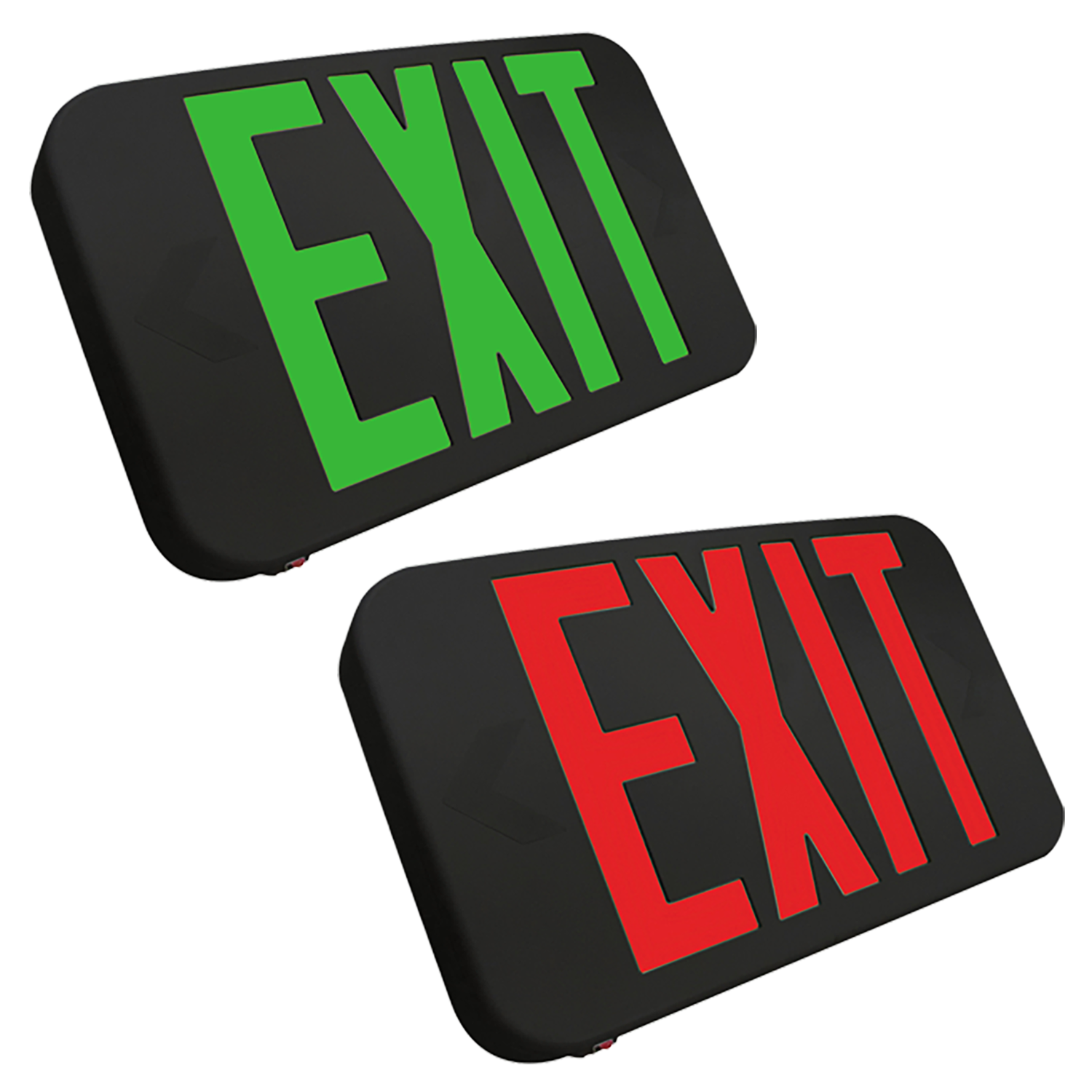 Black NiCad Battery Thermoplastic Field-Switchable Red/Green LED Exit Sign