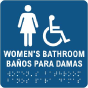 Bilingual Women Accessible Bathroom Sign with Braille