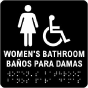 Bilingual Women Accessible Bathroom Sign with Braille