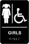 Girls Accessible Restroom Sign with Braille