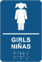 Bilingual Girls Restroom Sign with Braille