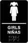 Bilingual Girls Restroom Sign with Braille