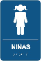 Spanish Girls Restroom Sign with Braille