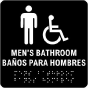 Bilingual Men Accessible Restroom Sign with Braille
