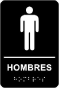 Spanish Men Restroom Sign with Braille