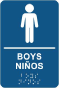 Bilingual Boys Restroom Sign with Braille