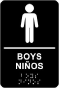 Bilingual Boys Restroom Sign with Braille