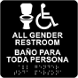 Bilingual All Gender Accessible Restroom Sign with Braille