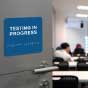 Testing in Progress Sign with Braille
