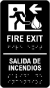 Bilingual Fire Exit To The Left Sign with Braille