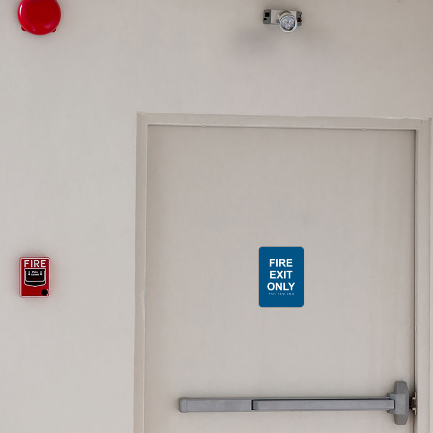 Fire Exit Only Sign with Braille