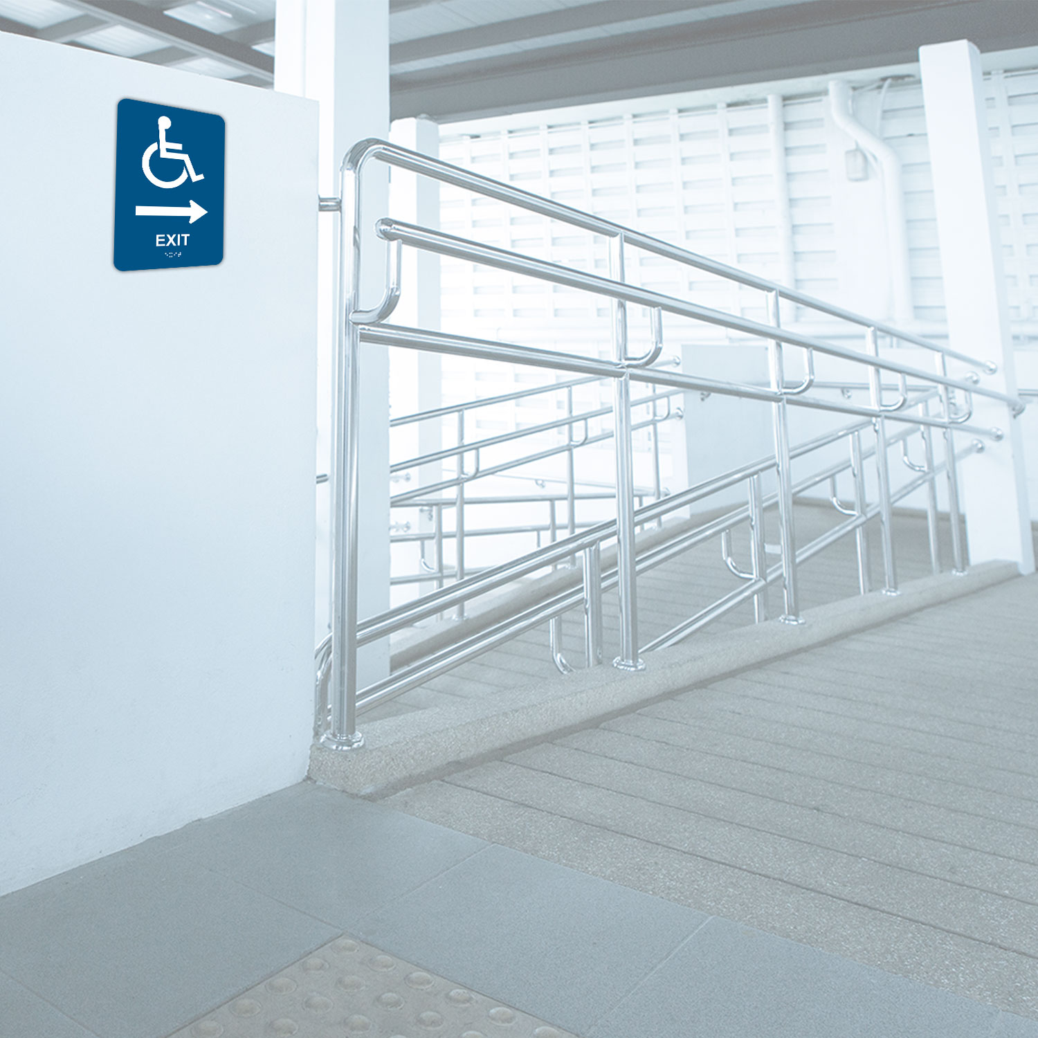 Exit To The Right Sign with Braille