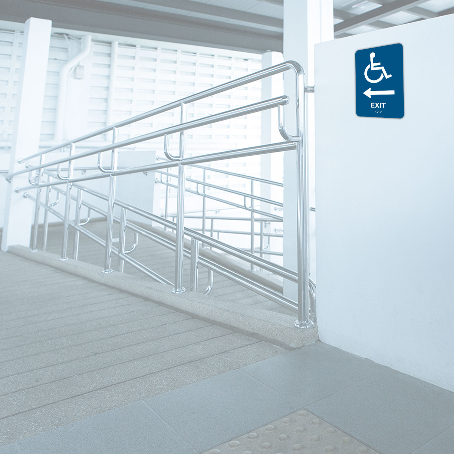 Exit To The Left Sign with Braille