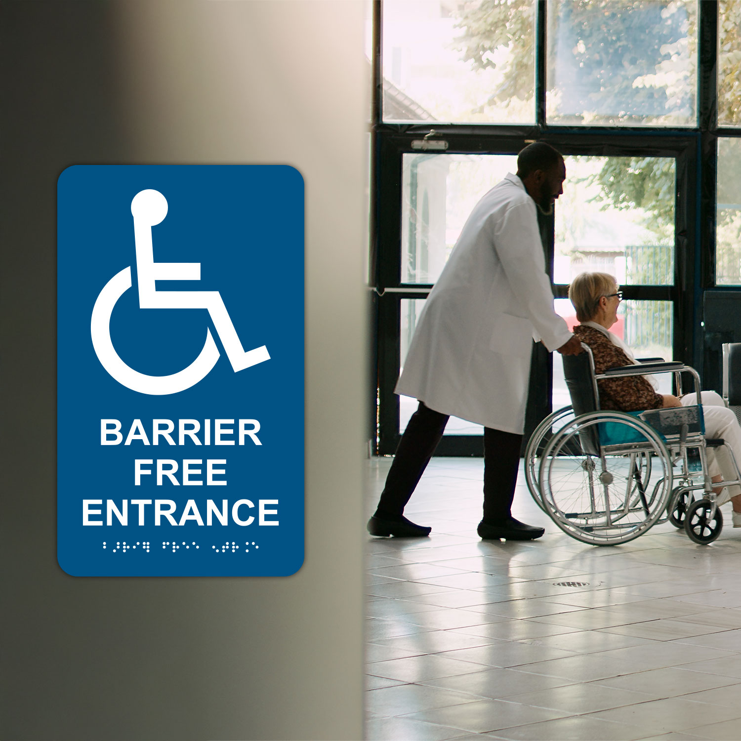 Barrier Free Entrance Sign with Braille