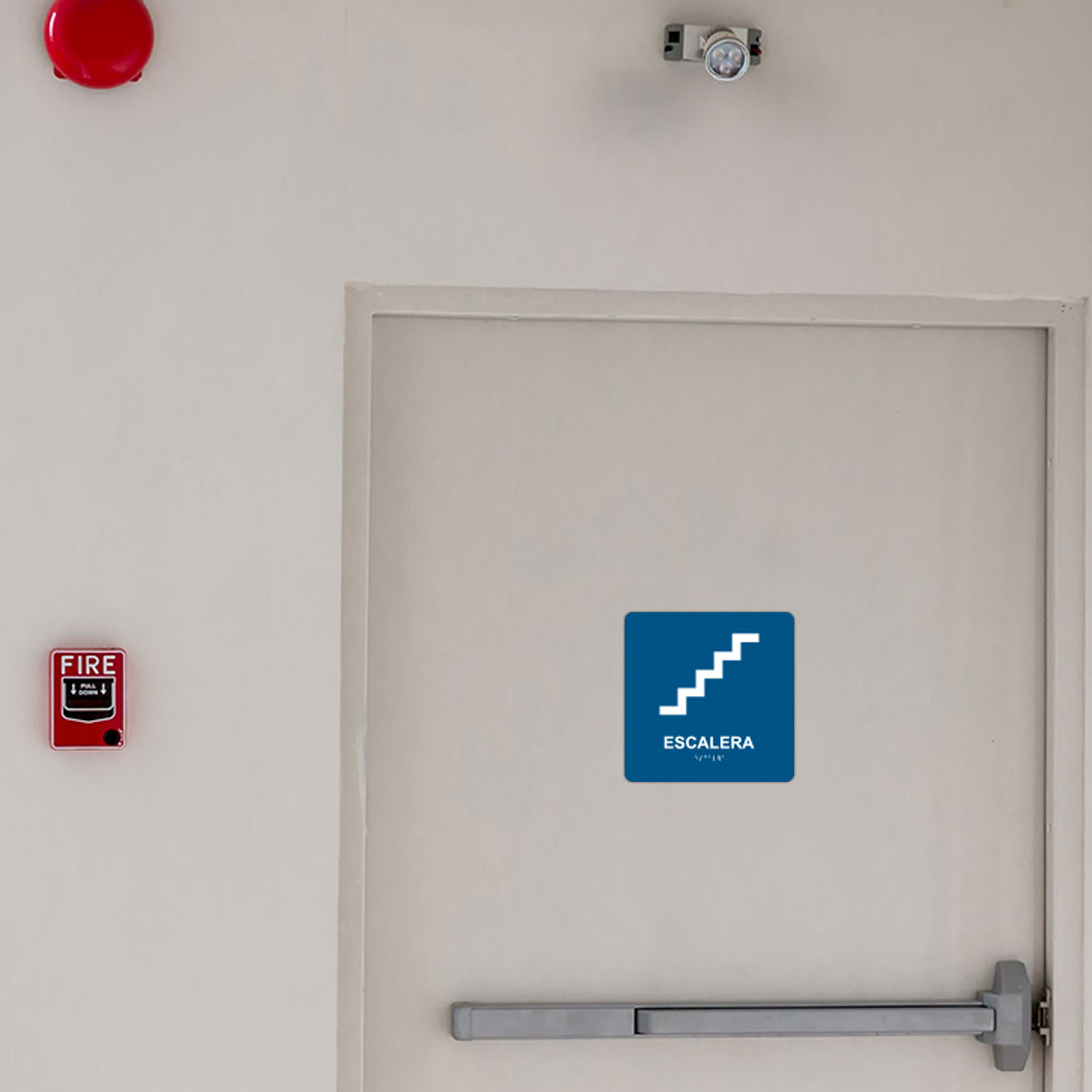 Spanish Stairs Sign with Braille