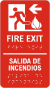 Bilingual Fire Exit To The Left Sign with Braille