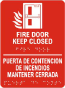 Bilingual Fire Door Keep Closed Sign with Braille