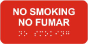 Bilingual Horizontal No Smoking Sign with Braille