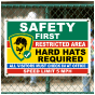 Restricted Area Hard Hats Required Construction Banner