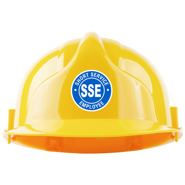 Blue Short Service Employee Hard Hat Sticker