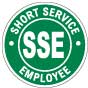 Green Short Service Employee Hard Hat Sticker