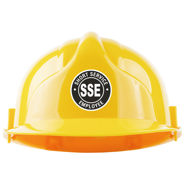 Black Short Service Employee Hard Hat Sticker