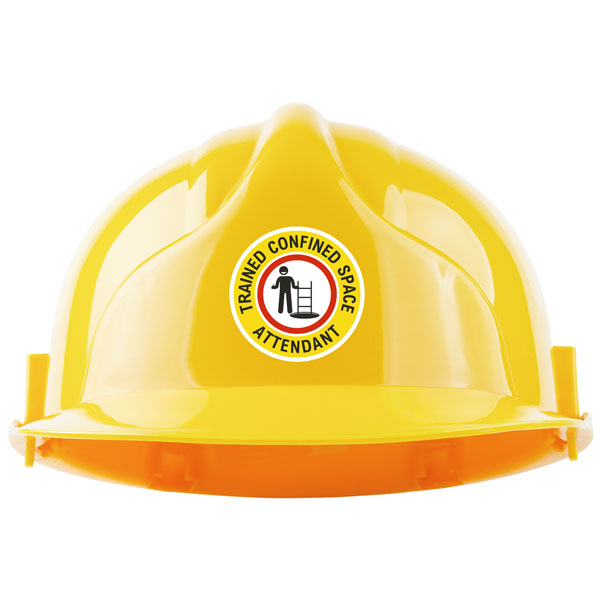 Trained Confined Space Attendant Hard Hat Sticker