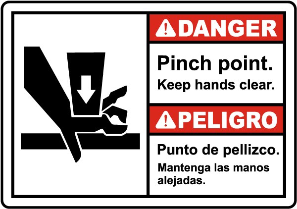 Bilingual Pinch Point Keep Hands Clear Label
