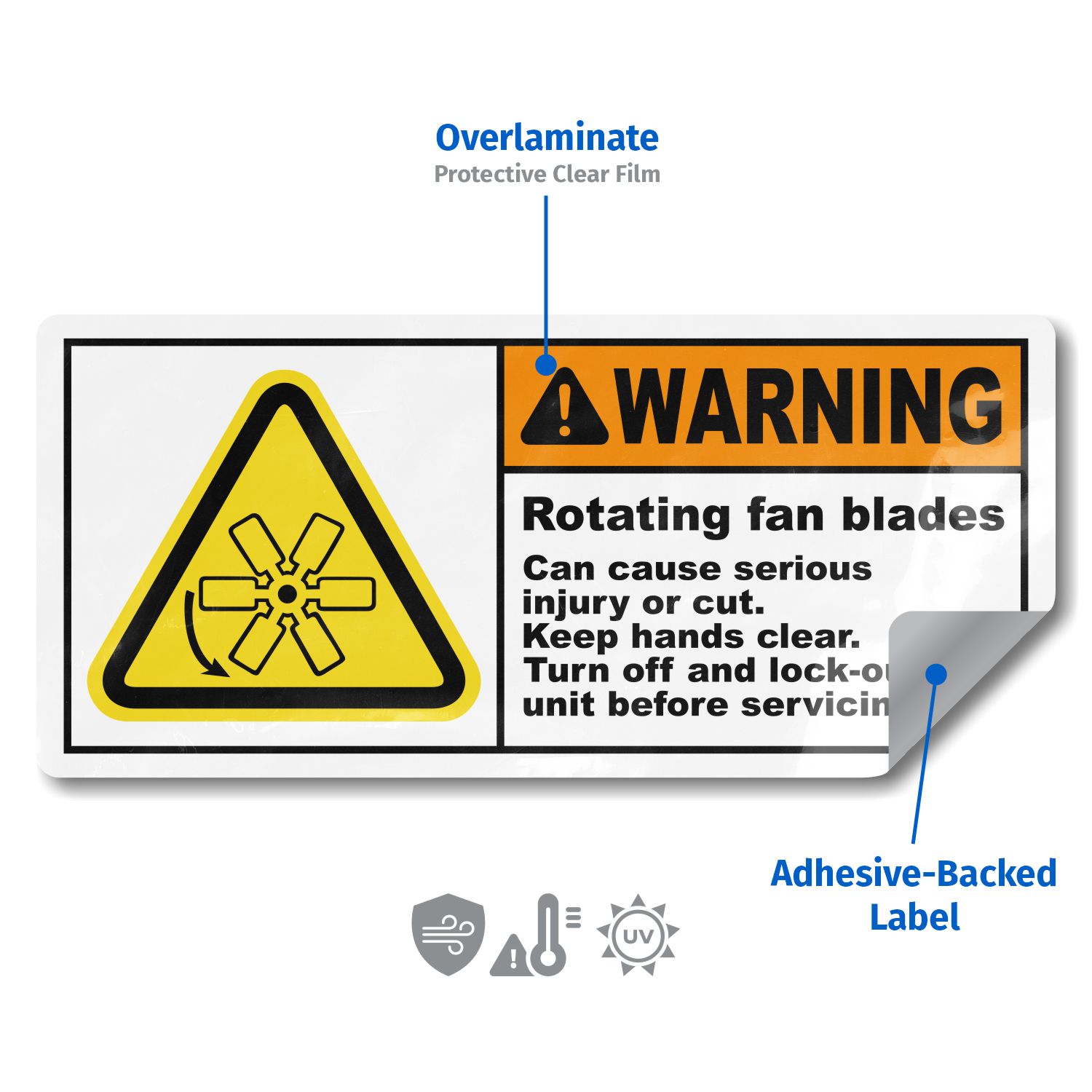 Rotating Fan Blades Lock-Out Label