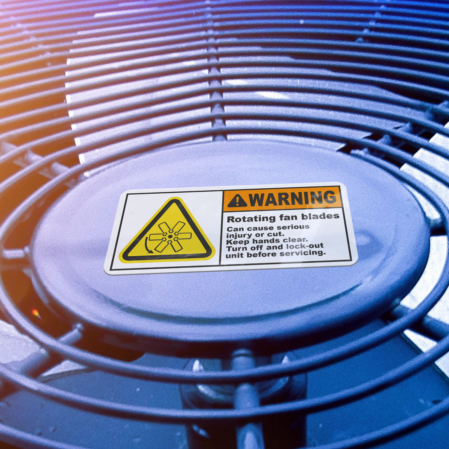 Rotating Fan Blades Lock-Out Label